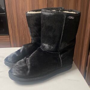 EMU Australia Black Fur Wool Boots